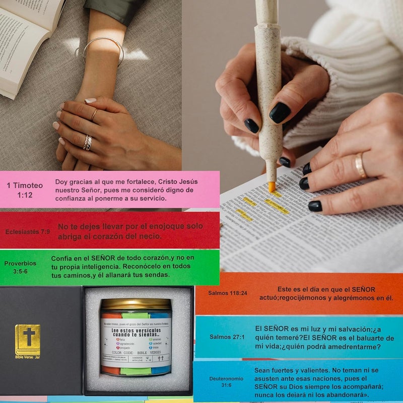 CODINOO Leeme Cuando te Sientas Versículos en Español(120pcs),Frasco de Versículos Bíblicos en Español,Inspirational Bible Verse in Jar Spanish Version,Biblical Gifts in Spanish,Regalos Cristianos para Mujer - Image 4